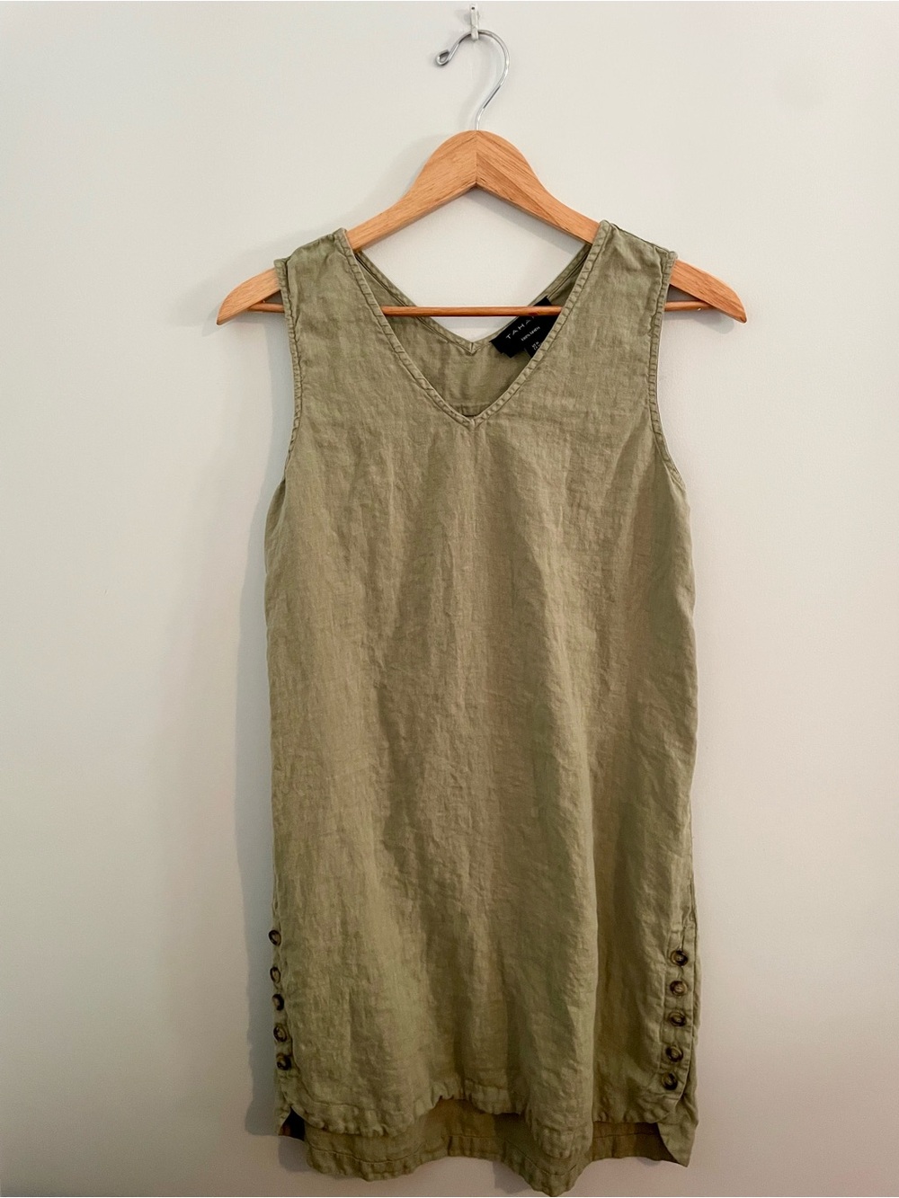 Tahari Olive Green Linen Dress